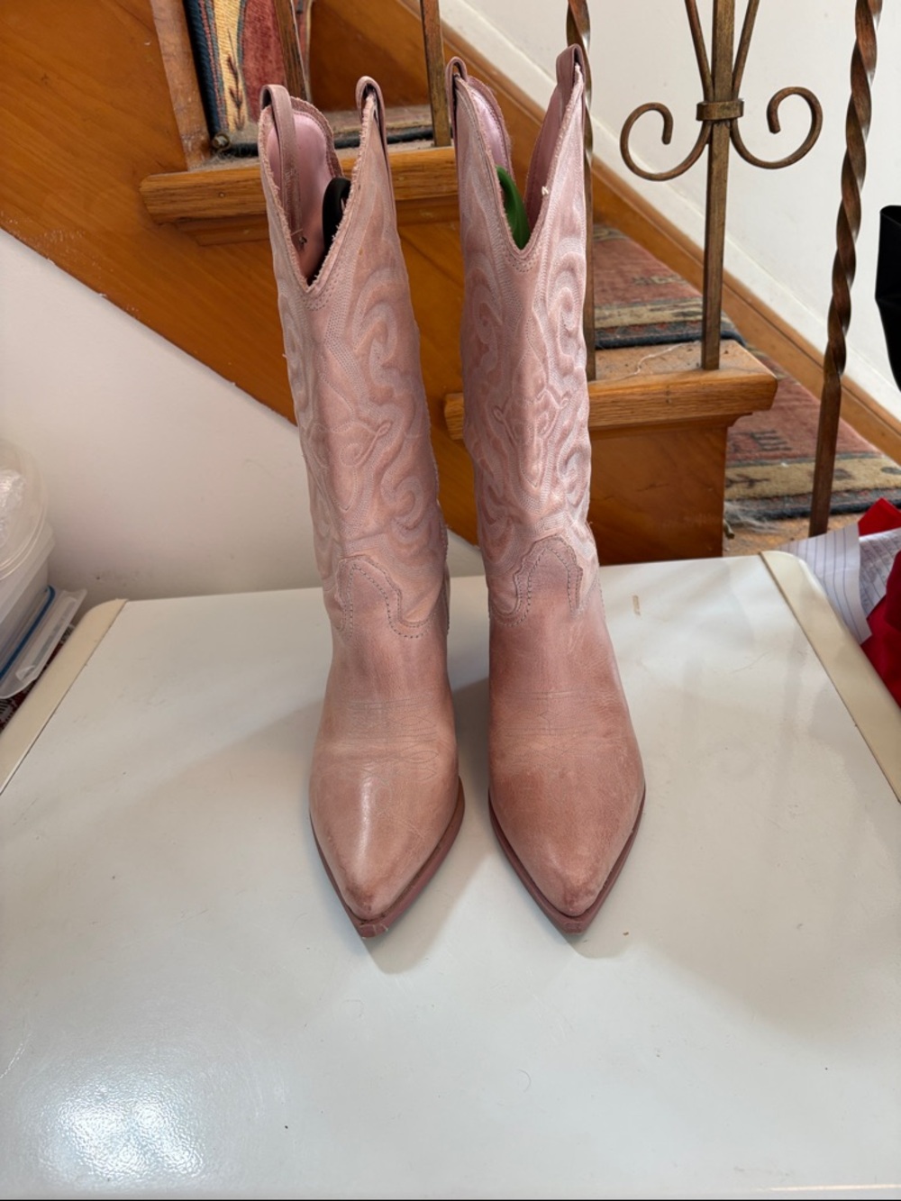 Women’s Pink Western Cowboy Boots - Pointed Toe Mid-Calf